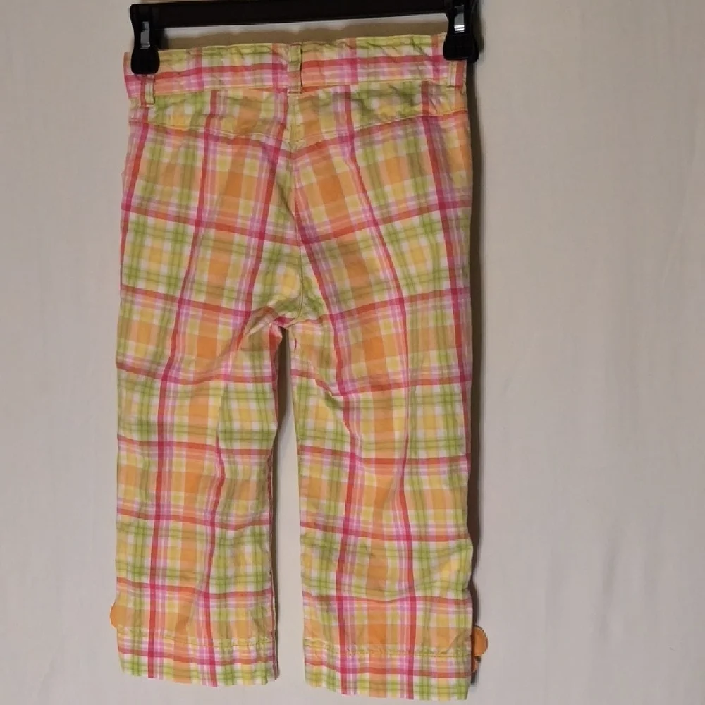 Gymboree Multicolor Plaid Cotton Capris With Butterflies Size 8